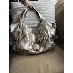Jimmy Choo Slashed Leather Keeya Hobo Bag in Gold